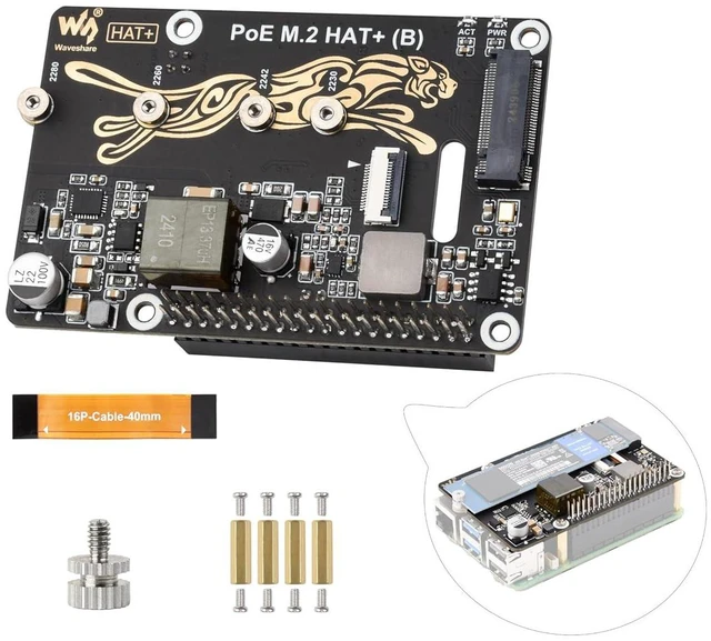 Main image of Pi 5 PCIe to M.2 HAT with PoE Function Adapter Board Compatible with Raspberry P