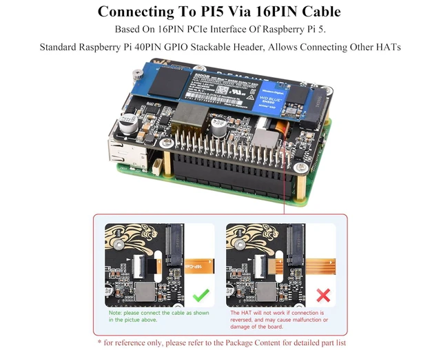 Alt view image 6 of 7 - Pi 5 PCIe to M.2 HAT with PoE Function Adapter Board Compatible with Raspberry P