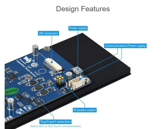 Alt view image 6 of 7 - 7.9inch DSI LCD Capacitive Touch Screen Display 400×1280, IPS Display Panel, DSI