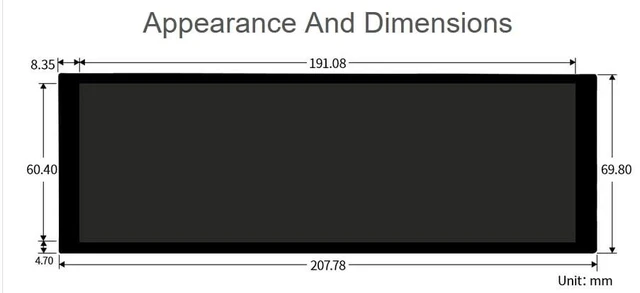 Alt view image 7 of 7 - 7.9inch DSI LCD Capacitive Touch Screen Display 400×1280, IPS Display Panel, DSI