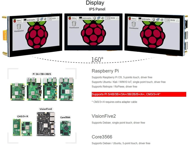 Alt view image 3 of 7 - 4.3 inch DSI LCD Display for Raspberry Pi 4B/3B+/3A+/3B/2B/B+/A+/Compute Module