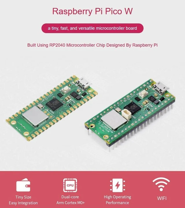 Alt view image 2 of 7 - Pico W with Pre-Soldered Header Compatible with Raspberry Pi Pico W Microcontrol