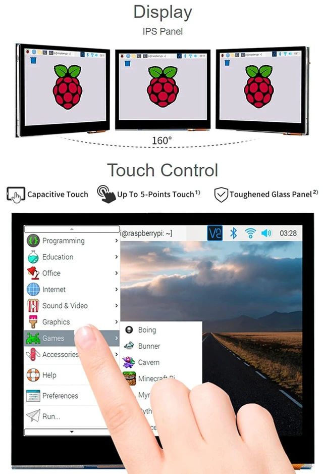 Alt view image 3 of 7 - for Raspberry Pi 4B/3B+/3B/3A+/Pi Zero W/Zero 2 W/WH, 3.5inch DPI LCD 640x480, I