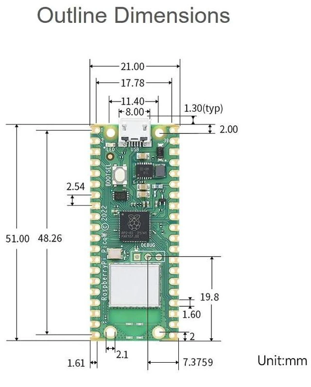 Alt view image 7 of 7 - Pico W with Pre-Soldered Header Compatible with Raspberry Pi Pico W Microcontrol