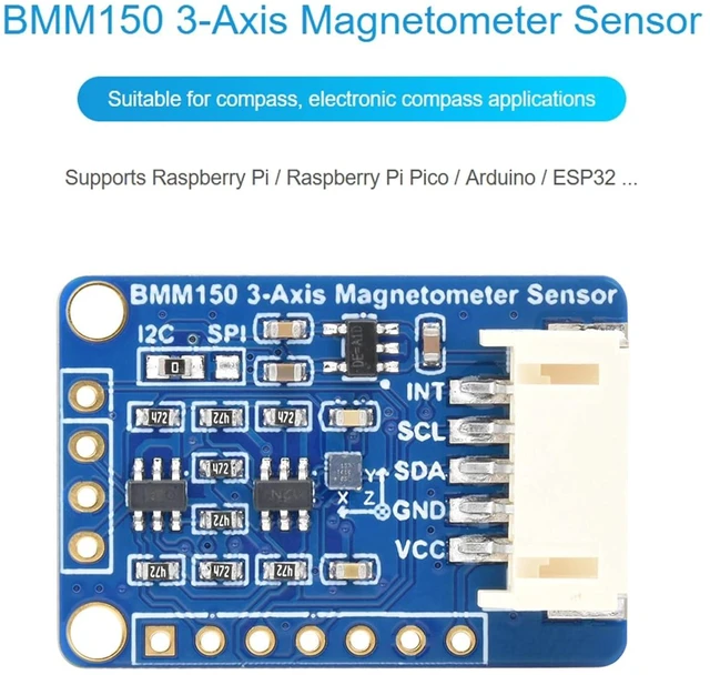 Alt view image 2 of 7 - BMM150 3-axis Magnetometer Sensor, Compatible with Raspberry Pi 5/4B/Pi 3B+/3B/2