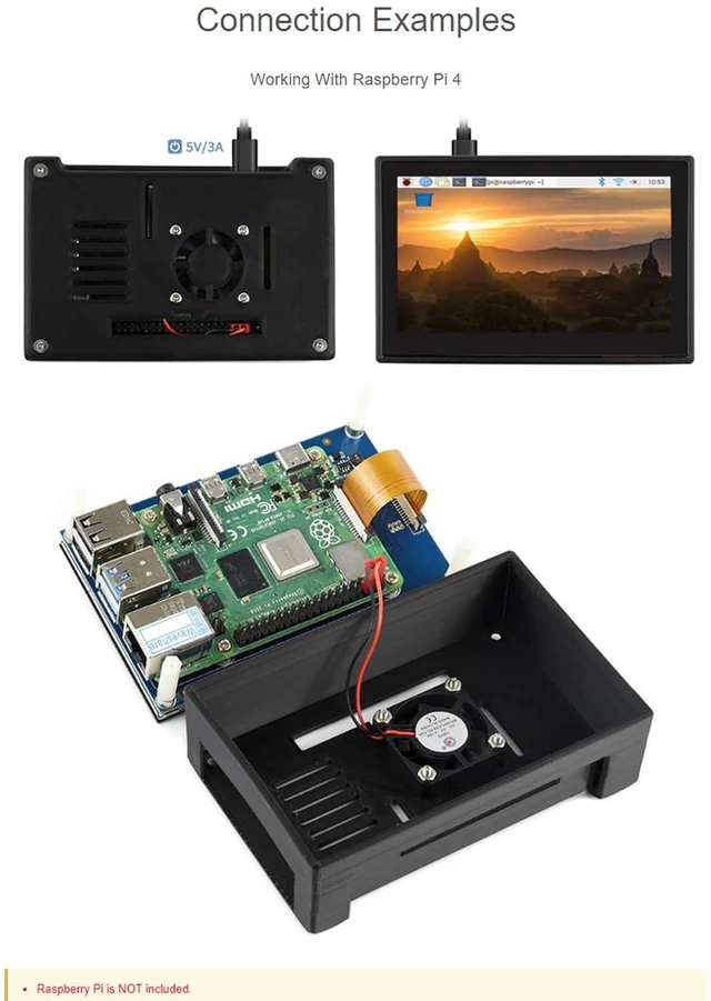 Alt view image 5 of 7 - 4.3inch DSI LCD Display with Case for Raspberry Pi 4B, 800x480 Capacitive Touchs