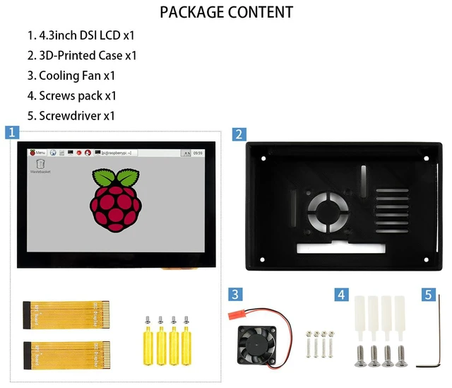 Alt view image 7 of 7 - 4.3inch DSI LCD Display with Case for Raspberry Pi 4B, 800x480 Capacitive Touchs