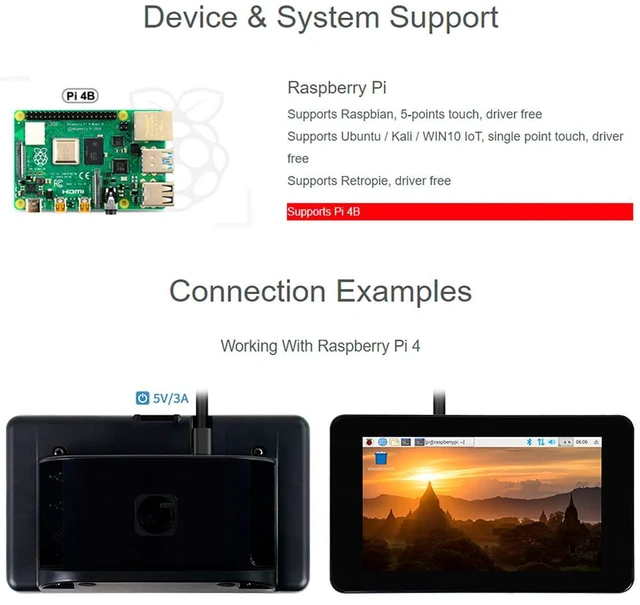 Alt view image 4 of 7 - 7inch DSI LCD with Case for Raspberry Pi 4 Model B, 800×480 TFT Capacitive Touch