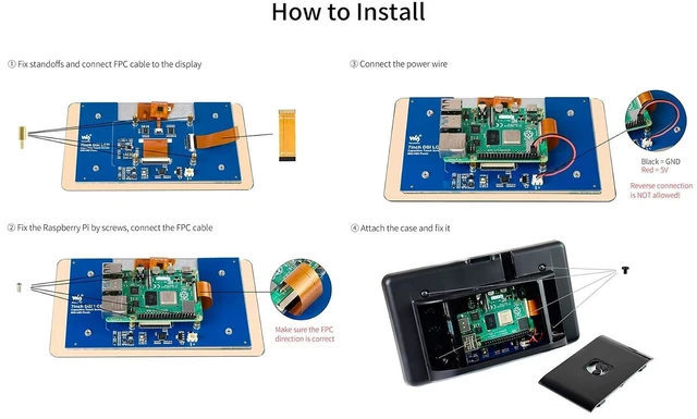 Alt view image 5 of 7 - 7inch DSI LCD with Case for Raspberry Pi 4 Model B, 800×480 TFT Capacitive Touch