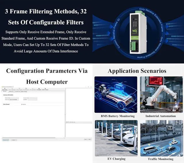 Alt view image 7 of 7 - CAN FD Protocol Converter, CAN FD to RS232/RS485 Bidirectional Data Communicatio