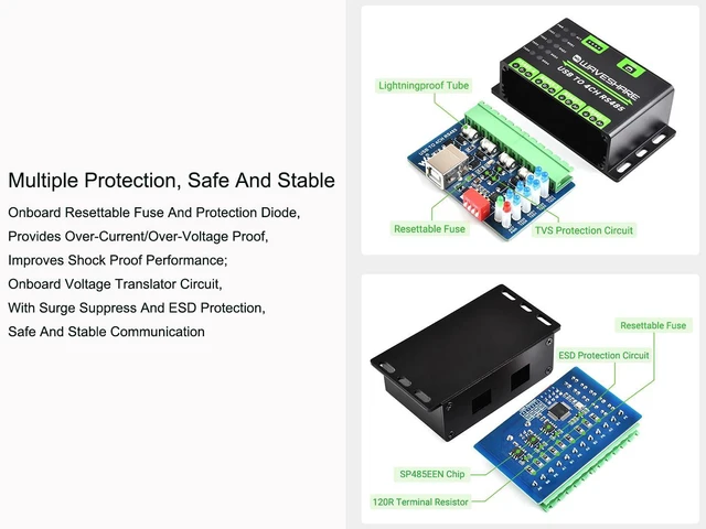 Alt view image 4 of 7 - Industrial USB to 4CH RS485 Converter, Transmission Distance up to 1.2km, Compat
