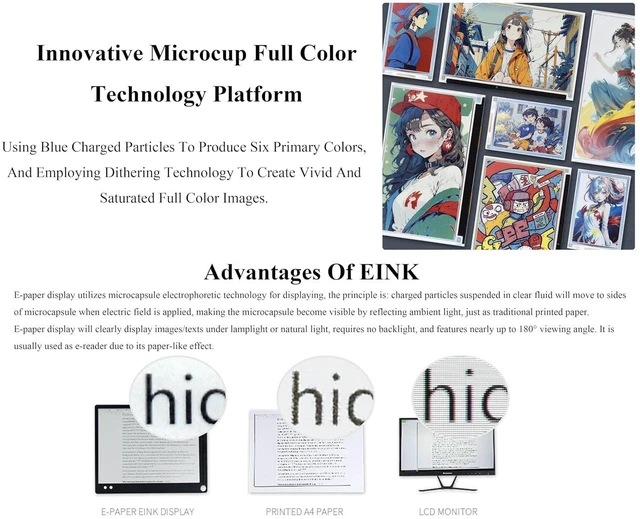 Alt view image 7 of 7 - 4inch E-Paper Display Spectra 6 (E6) Full Color E-Ink Display Compatible with Ra