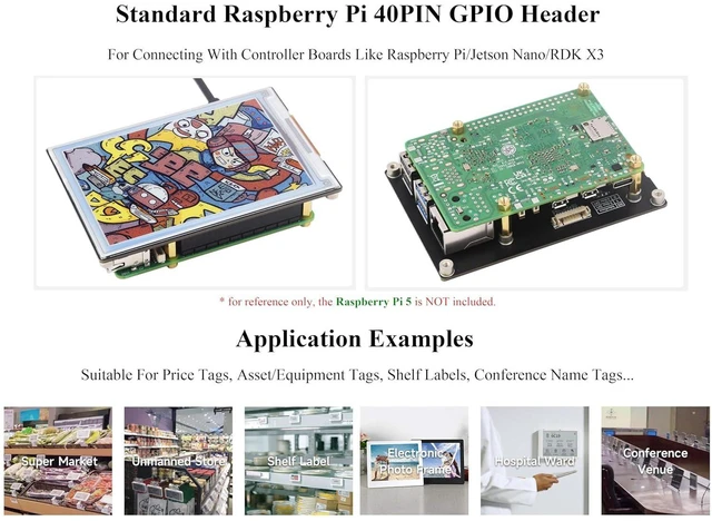 Alt view image 6 of 7 - 4inch E-Paper Display Spectra 6 (E6) Full Color E-Ink Display Compatible with Ra