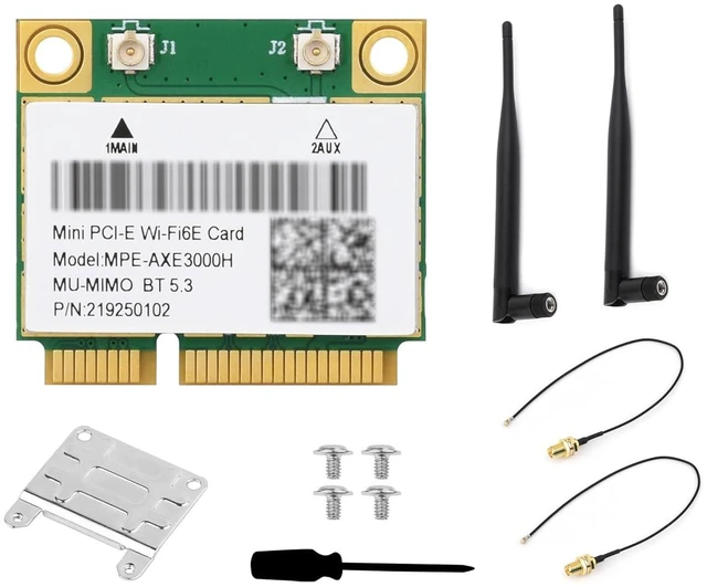 Main image of Wi-Fi 6 Wireless MINIPCIE AX210 NIC, Supports 2.4G / 5GHz / 6GHz Gigabit Tri-Ban