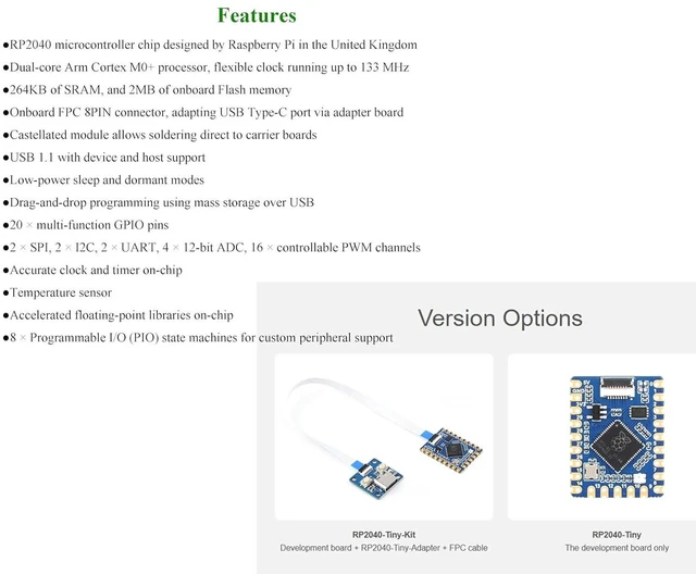 Alt view image 3 of 7 - RP2040-Tiny Development Board, Based On Official RP2040 Dual Core Processor, 2MB