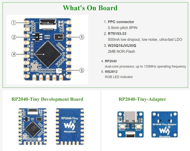 Alt view image 5 of 7 - RP2040-Tiny Development Board, Based On Official RP2040 Dual Core Processor, 2MB
