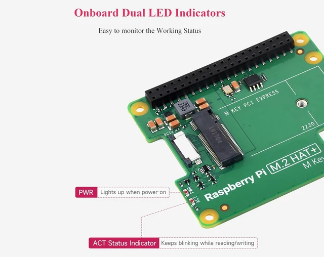 Alt view image 5 of 7 - Official Pi PCIe to M.2 HAT for RPi 5, HAT + Standard, Support NVMe Protocol M.2