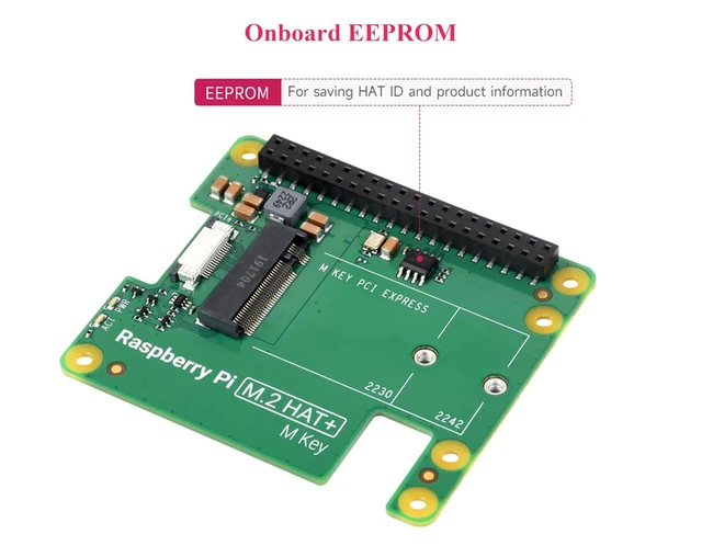 Alt view image 6 of 7 - Official Pi PCIe to M.2 HAT for RPi 5, HAT + Standard, Support NVMe Protocol M.2
