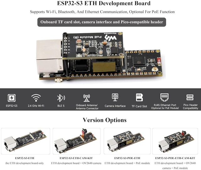 Alt view image 3 of 7 - ESP32-S3 Ethernet Development Board, Support Wi-Fi & Bluetooth,10/100Mbps RJ45 E
