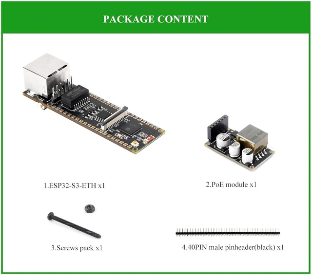 Alt view image 2 of 7 - ESP32-S3 Ethernet Development Board, Support Wi-Fi & Bluetooth,10/100Mbps RJ45 E