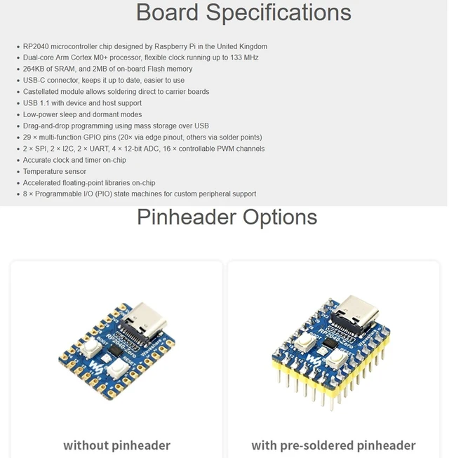 Alt view image 3 of 7 - 2PCS RP2040-Zero Pico-Like MCU Board Based on Raspberry Pi Microcontroller RP204