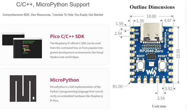 Alt view image 5 of 7 - 2PCS RP2040-Zero Pico-Like MCU Board Based on Raspberry Pi Microcontroller RP204