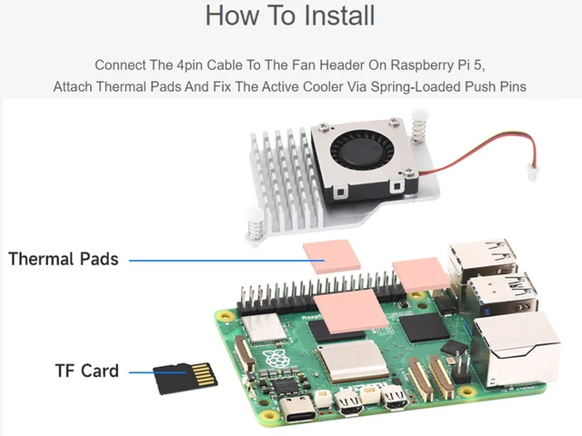 Alt view image 4 of 7 - Active Cooler for Raspberry Pi 5, Active Cooling Fan Aluminium Heatsink with The