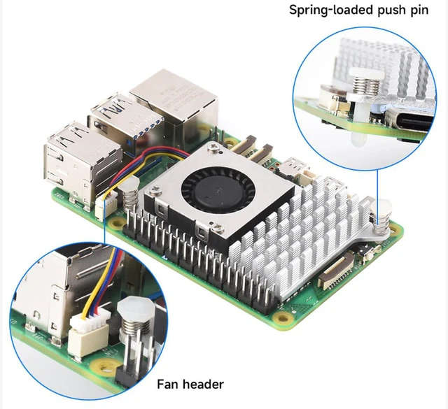 Alt view image 5 of 7 - Active Cooler for Raspberry Pi 5, Active Cooling Fan Aluminium Heatsink with The