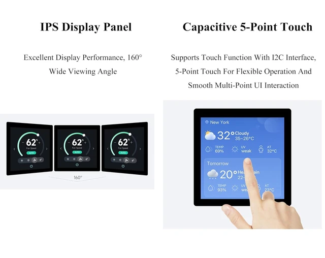 Alt view image 3 of 7 - ESP32-S3 4inch Capacitive Touch Screen 480×480 Based on ESP32-S3 Microcontroller