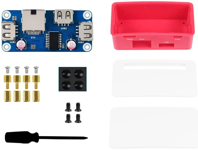 Main image of Ethernet/USB HUB HAT Board with ABS Case for Raspberry Pi Zero 2 W/Zero 2WH, wit