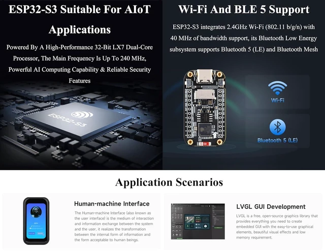 Alt view image 4 of 7 - ESP32-S3 1.47inch IPS Touch Display Development Board, 172x320 Resolution, 262K