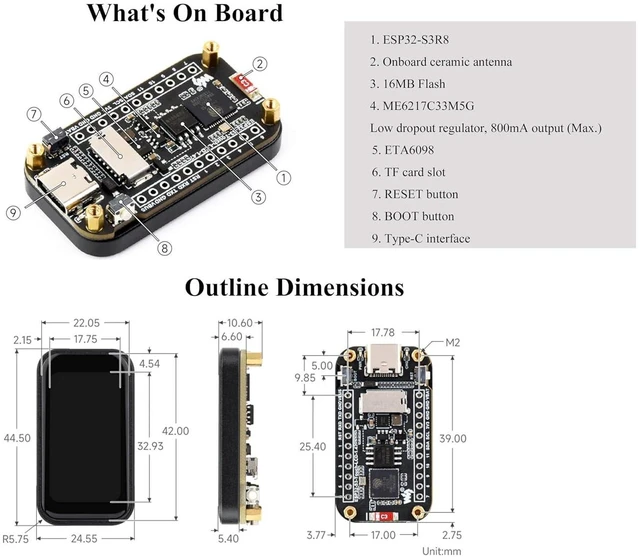 Alt view image 6 of 7 - ESP32-S3 1.47inch IPS Touch Display Development Board, 172x320 Resolution, 262K