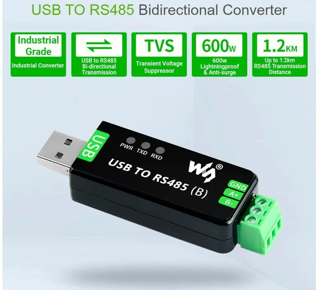 Alt view image 2 of 7 - Industrial USB to RS485 Bidirectional Converter Onboard CH343G Chip, Multi-Prote