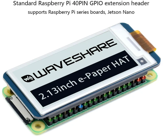 Alt view image 5 of 7 - 2.13inch E-Paper Display HAT for Raspberry Pi 4B/3B+/3B/2B/Zero/Zero W/Zero WH a