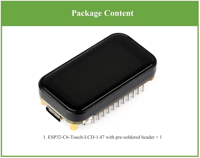 Alt view image 7 of 7 - ESP32-C6 1.47inch IPS Touch Display Development Board, 172x320 Resolution, 262K