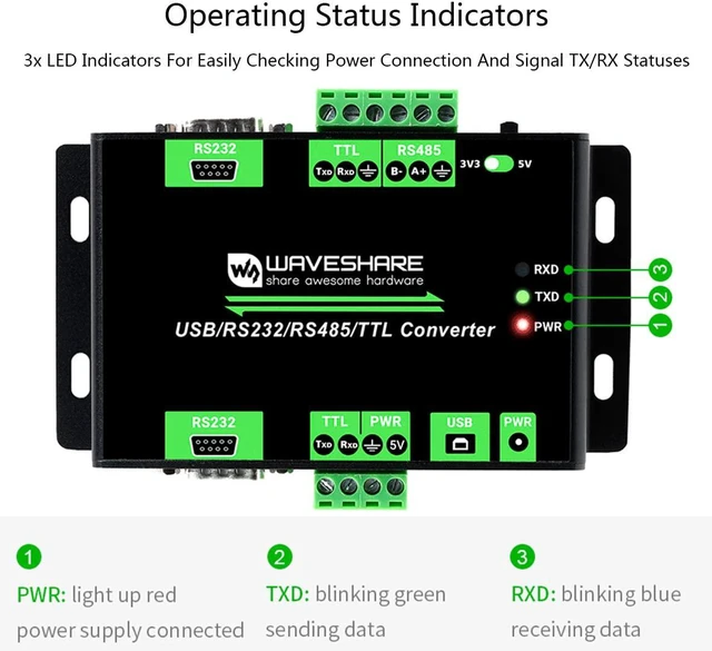 Alt view image 4 of 7 - USB /RS232 /TTL to RS232 /485 /TTL Converter, Industrial Isolated Multi-Bus Adap