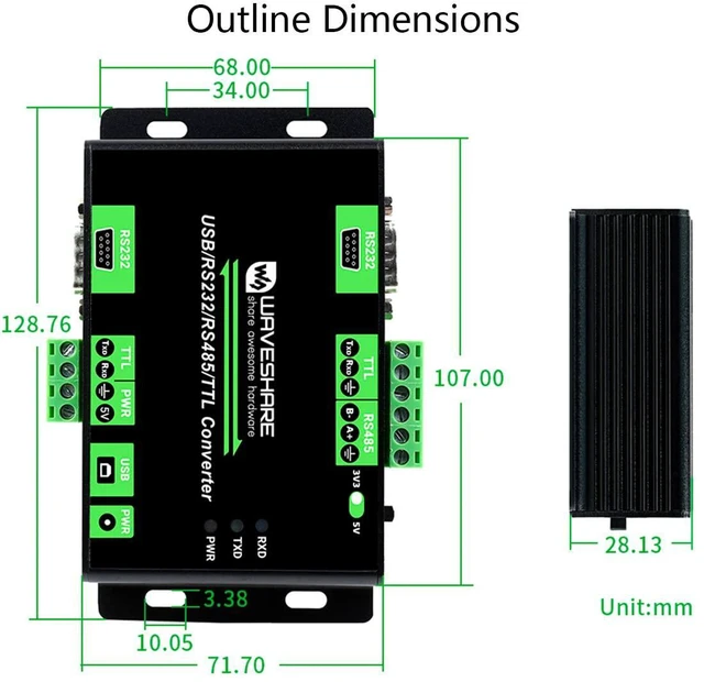 Alt view image 7 of 7 - USB /RS232 /TTL to RS232 /485 /TTL Converter, Industrial Isolated Multi-Bus Adap