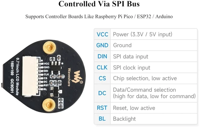 Alt view image 4 of 7 - 0.71inch Round LCD Display Module Compatible with Raspberry Pi Pico/Pico 2/Pico
