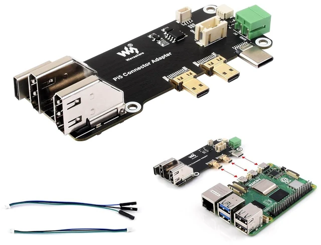 Main image of Micro HDMI to HDMI Adapter Board for Raspberry Pi 5 / Raspberry Pi 4B, Dual 4K O