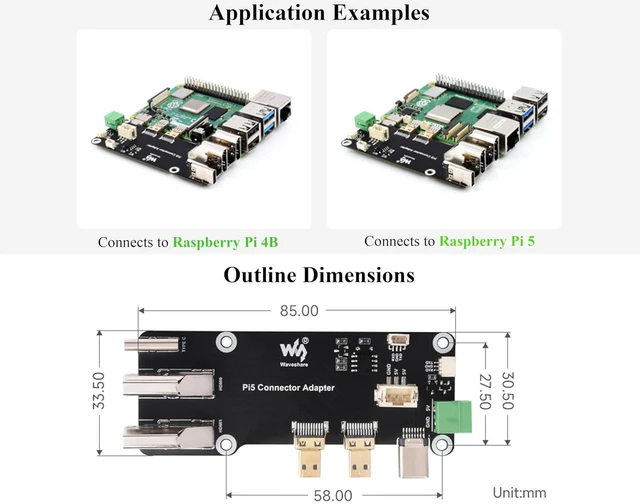 Alt view image 5 of 7 - Micro HDMI to HDMI Adapter Board for Raspberry Pi 5 / Raspberry Pi 4B, Dual 4K O