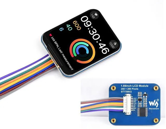 Main image of 1.69inch LCD Display Module 240×280 Resolution, Rounded Corners IPS Screen, 262K