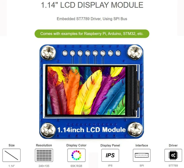 Alt view image 2 of 7 - 1.14inch LCD Module 65K RGB Display Color IPS Screen Display for Raspberry Pi/fo
