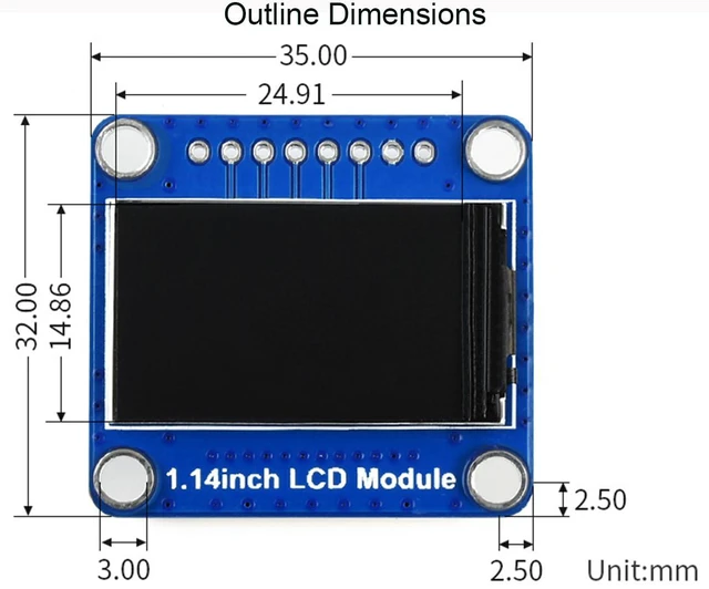 Alt view image 7 of 7 - 1.14inch LCD Module 65K RGB Display Color IPS Screen Display for Raspberry Pi/fo