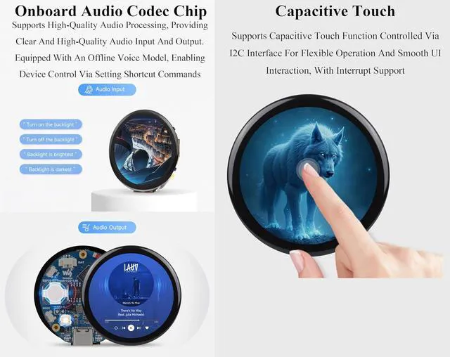 Alt view image 4 of 7 - ESP32-S3 1.46inch Round Touch Display Development Board, 412x412 Pixel IPS Displ