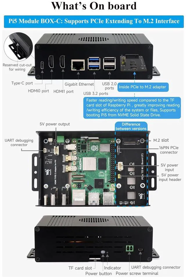Alt view image 6 of 7 - Multi-Functional All-in-One Mini-Computer Kit Compatible with Raspberry Pi 5, Pi