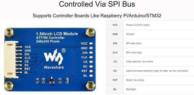 Alt view image 3 of 7 - 1.54inch LCD Display Module 240×240 Resolution IPS Screen, 65K RGB Display Color