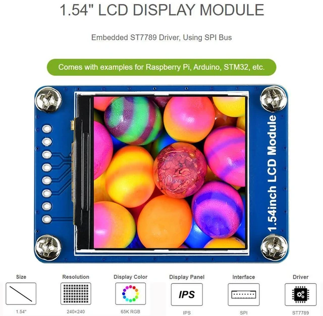 Alt view image 2 of 7 - 1.54inch LCD Display Module 240×240 Resolution IPS Screen, 65K RGB Display Color