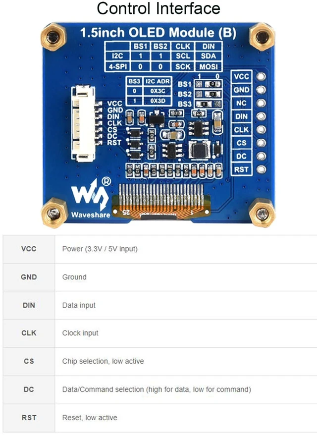 Alt view image 4 of 7 - for Raspberry Pi/Arduino/STM32, 1.5inch OLED Display Module 128×128 Resolution B