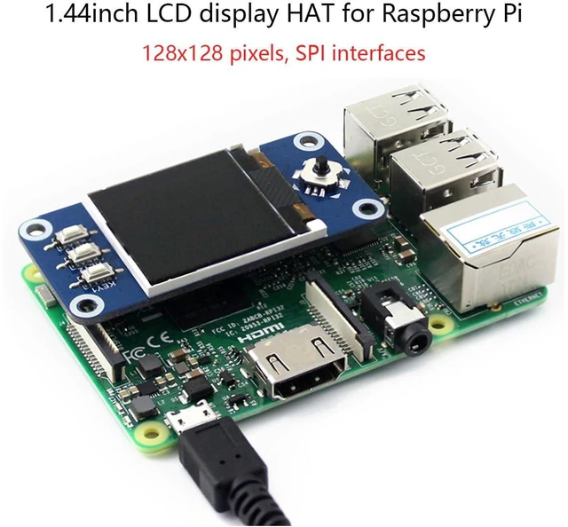 Alt view image 2 of 7 - 1.44inch LCD Display HAT for Raspberry Pi 4B/3B+/3B/2B/3B+/Zero/Zero W/WH, 128x1