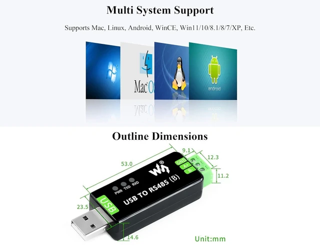 Alt view image 7 of 7 - Industrial USB to RS485 Bidirectional Converter with Original CH343G, Multi-Prot